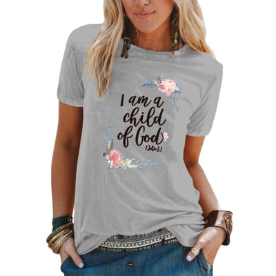 I Am A Child of God Letter Print T Shirt