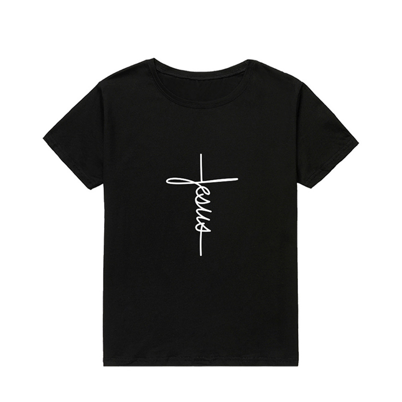 Jesus Cross Print Women T-shirt