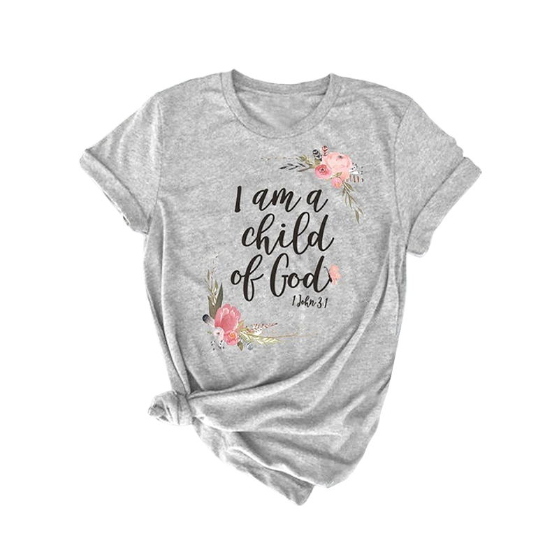 I Am A Child of God Letter Print T Shirt