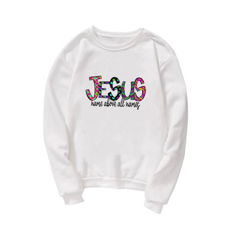 Jesus Print O-neck Pullovers