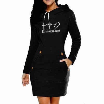 Faith Hope Love Letters Print Hoodies Dresses