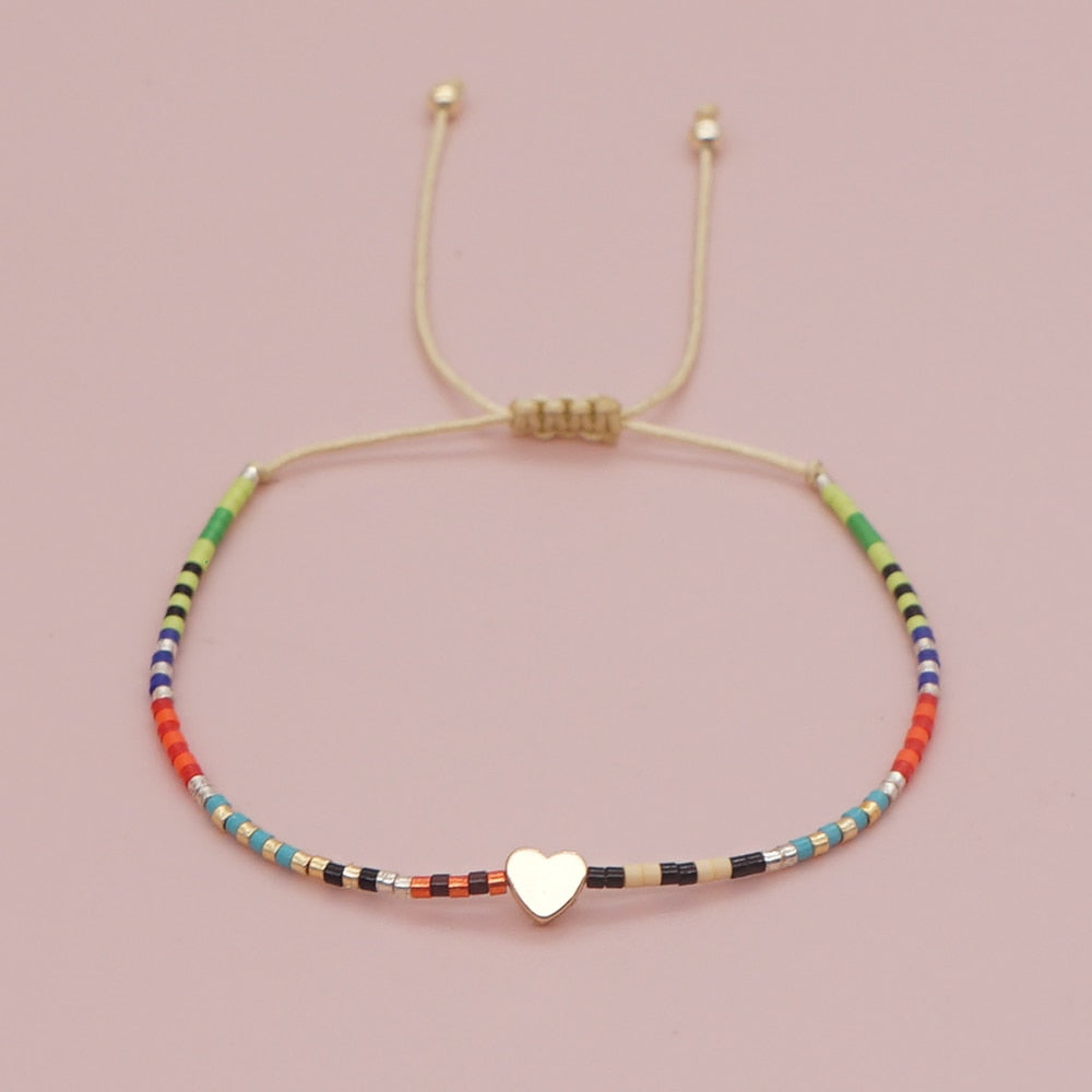 Women Colorful Beaded Adjustable String Bracelet