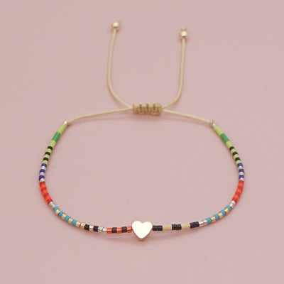 Women Colorful Beaded Adjustable String Bracelet