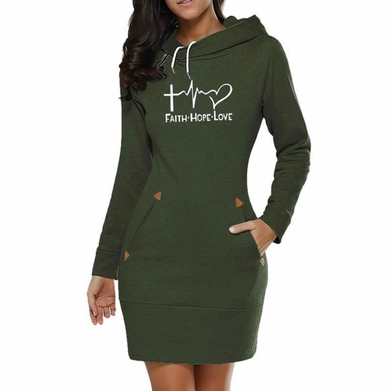 Faith Hope Love Letters Print Hoodies Dresses