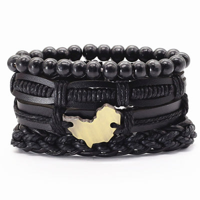 4 pcs Vintage Black Beads Bible Leather Bracelets