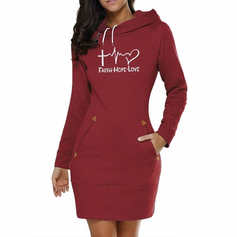 Faith Hope Love Letters Print Hoodies Dresses