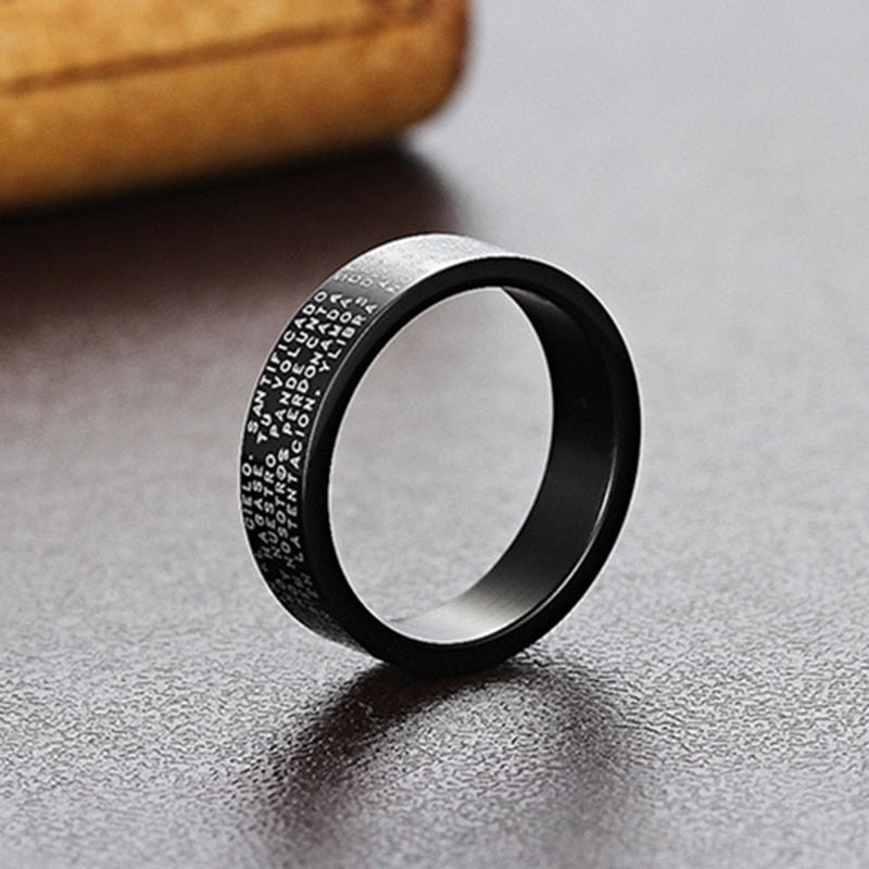 Men Titanium Steel Bible Cross Ring