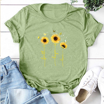 Golden Butterfly Sunflower Printed Women T-shirts