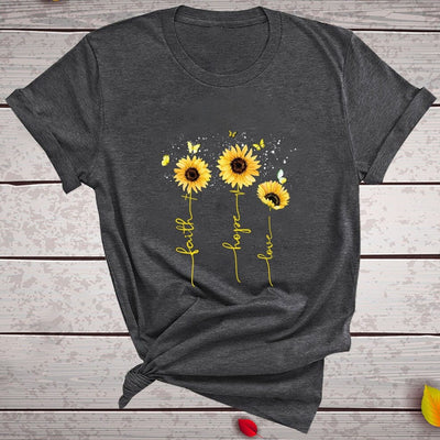 Golden Butterfly Sunflower Printed Women T-shirts