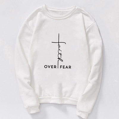 Jesus Print O-neck Pullovers