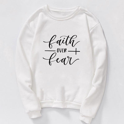 Jesus Print O-neck Pullovers