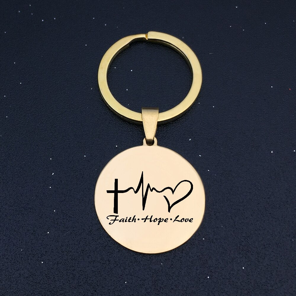 Faith Hope Love Stainless Steel Keychain