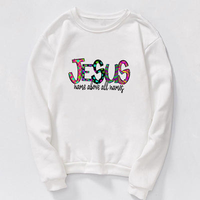 Jesus Print O-neck Pullovers