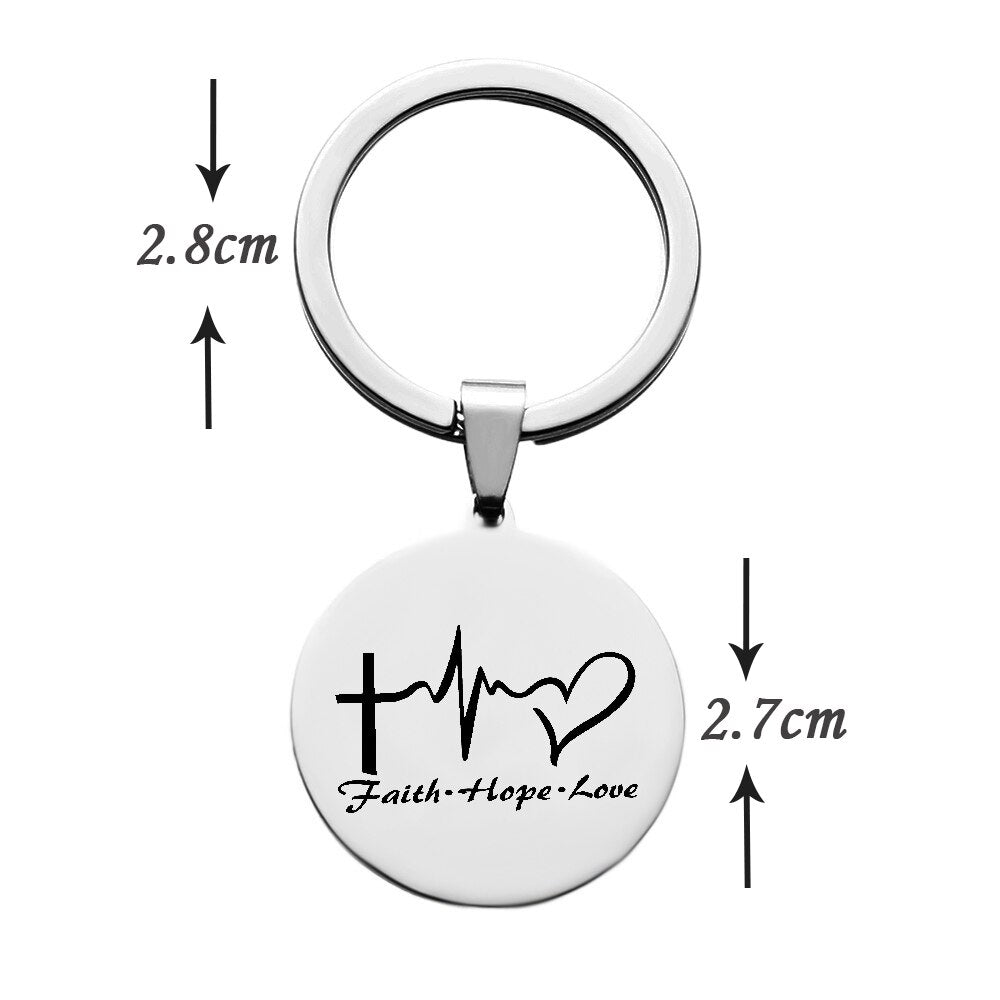 Faith Hope Love Stainless Steel Keychain