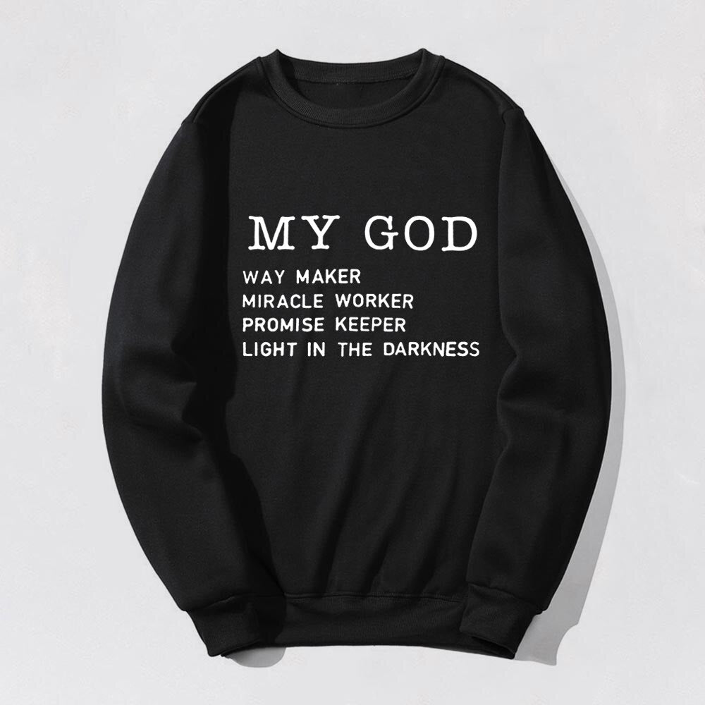 Jesus Print O-neck Pullovers