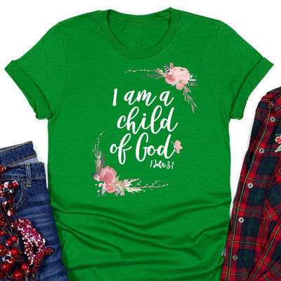 I Am A Child of God Letter Print T Shirt