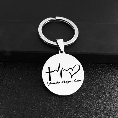 Faith Hope Love Stainless Steel Keychain