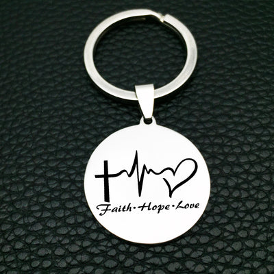 Faith Hope Love Stainless Steel Keychain