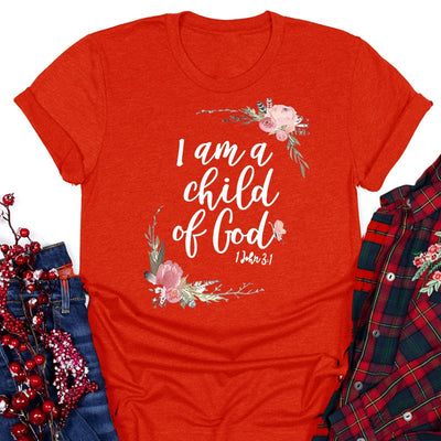 I Am A Child of God Letter Print T Shirt